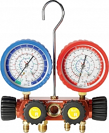Четырехпозиционный аналоговый манометрический коллектор для хладогентов R22, R134A, R407C, R404A Rothenberger 1/4 SAE